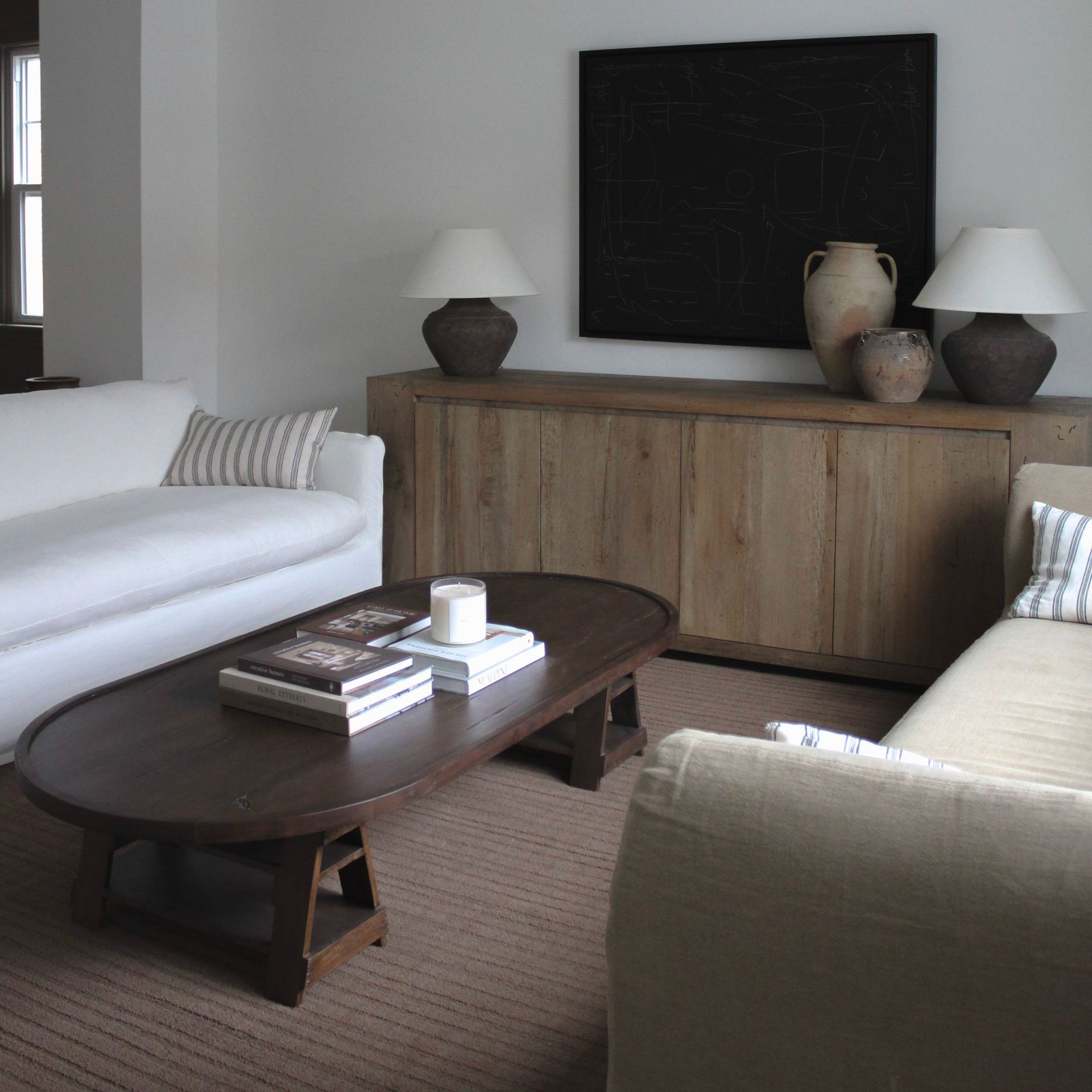 A living room with two couches and a coffee table