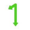 Green arrow pointing down and left.