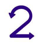 Purple number two with arrows at each end of the curves.