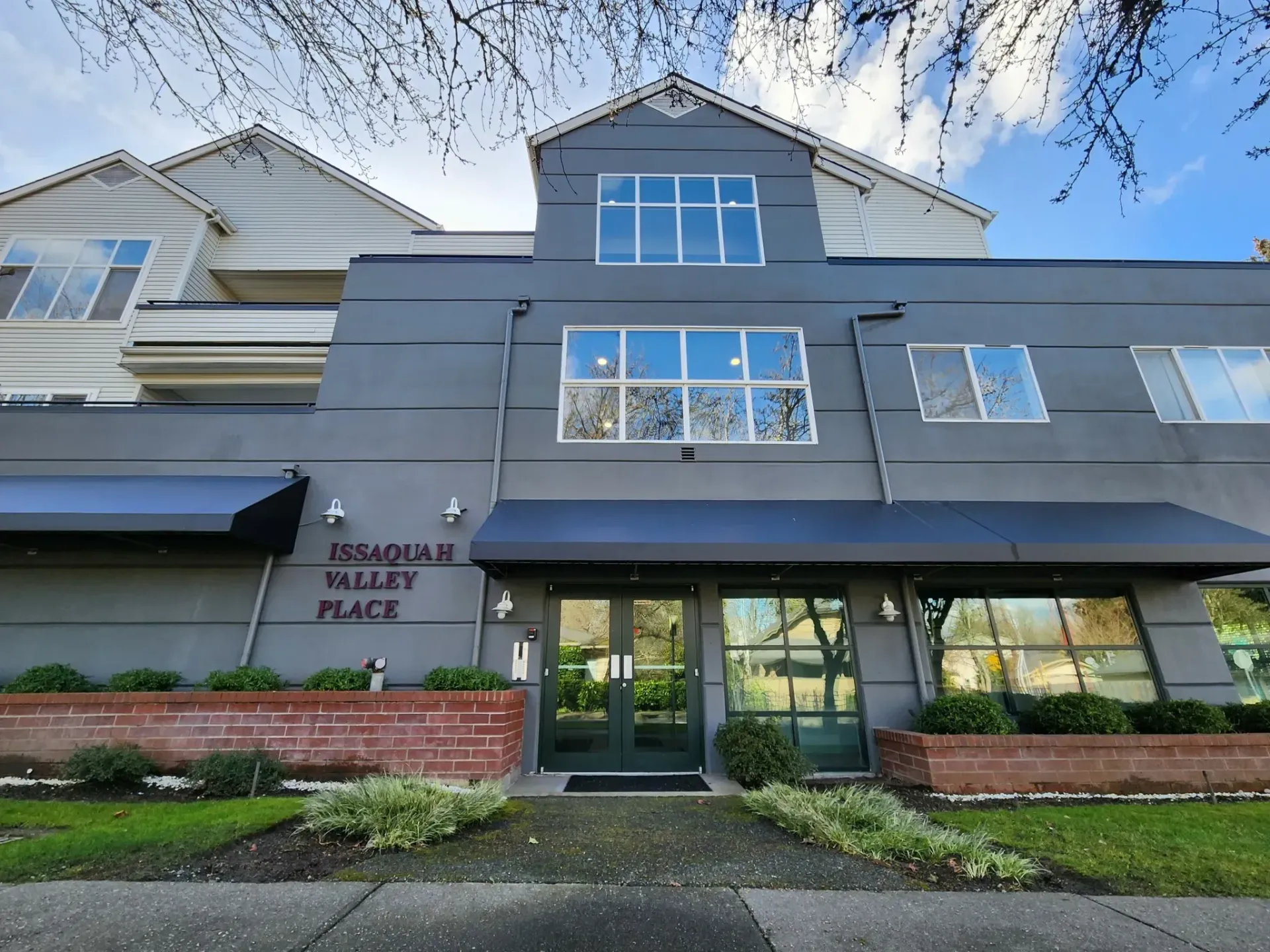 Gray multi-story building with