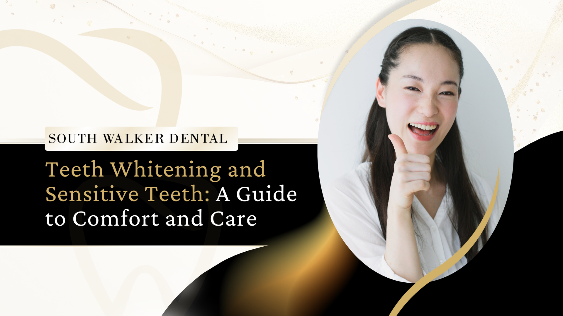 Woman smiling and giving a thumbs-up, with text overlay: 