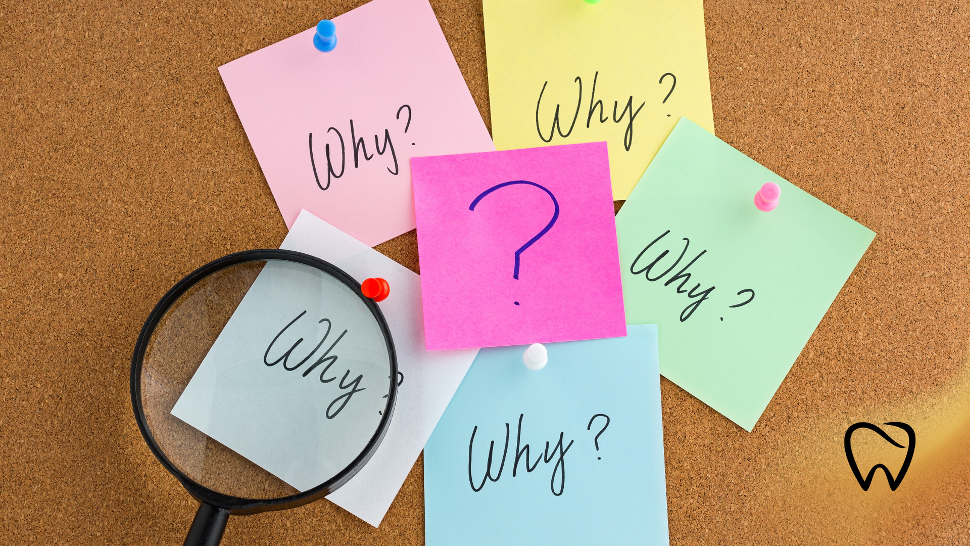 Corkboard with sticky notes asking