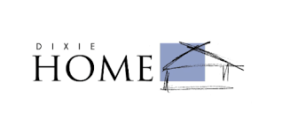A logo for dixie home with a drawing of a house