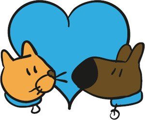 logo icon with cat dog and heart