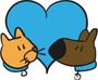 logo icon with cat dog and heart