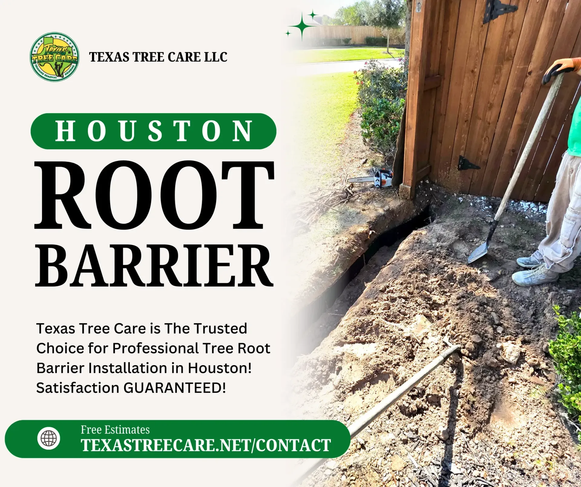 Click Image For A Free Quote Root Barrier Houston | Texas Tree Care