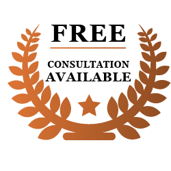 A bronze-colored laurel wreath emblem with the text 