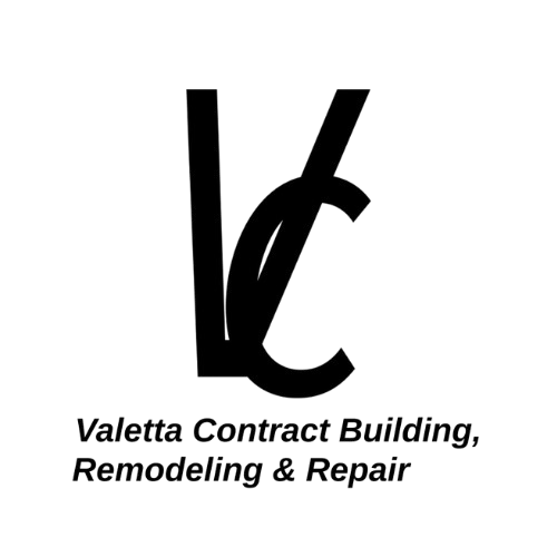 Black stylized "VC" logo above company name: "Valetta Contract Building, Remodeling & Repair".