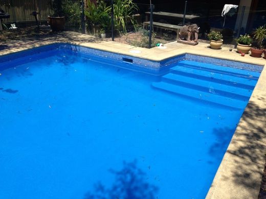 Completed work on pool resurfacing Night blue colour pool