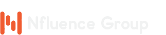 The nfluence group logo is orange and white on a white background.