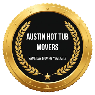 Austin hot tub movers carefully transporting spa through narrow side yard
