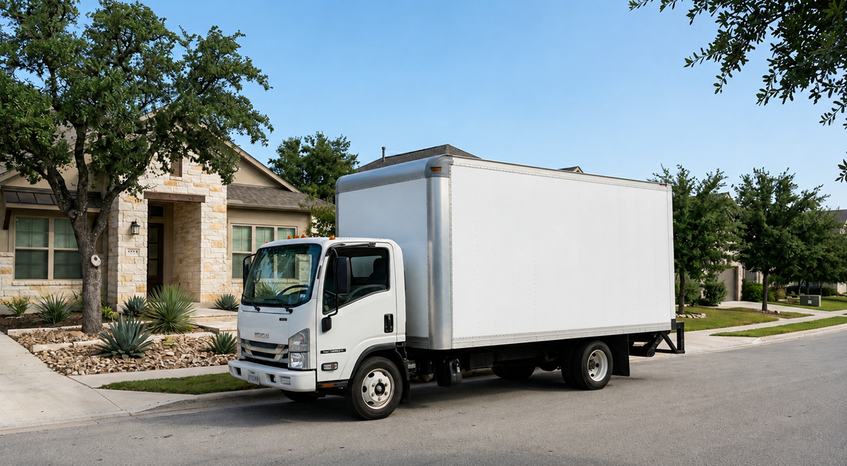 Hot tub transport service loading spa onto specialized moving equipment
