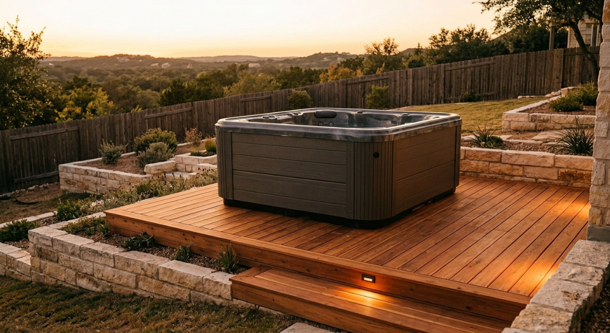 Before and after hot tub removal from residential backyard space
