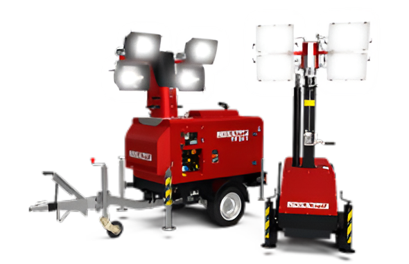 Un rimorchio rosso con alcune luci attaccate