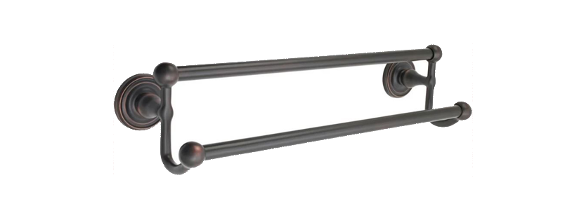 Dark bronze double towel bar.