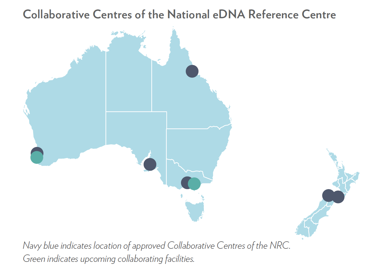 Map of collaborating centres around Australia and New Zealand