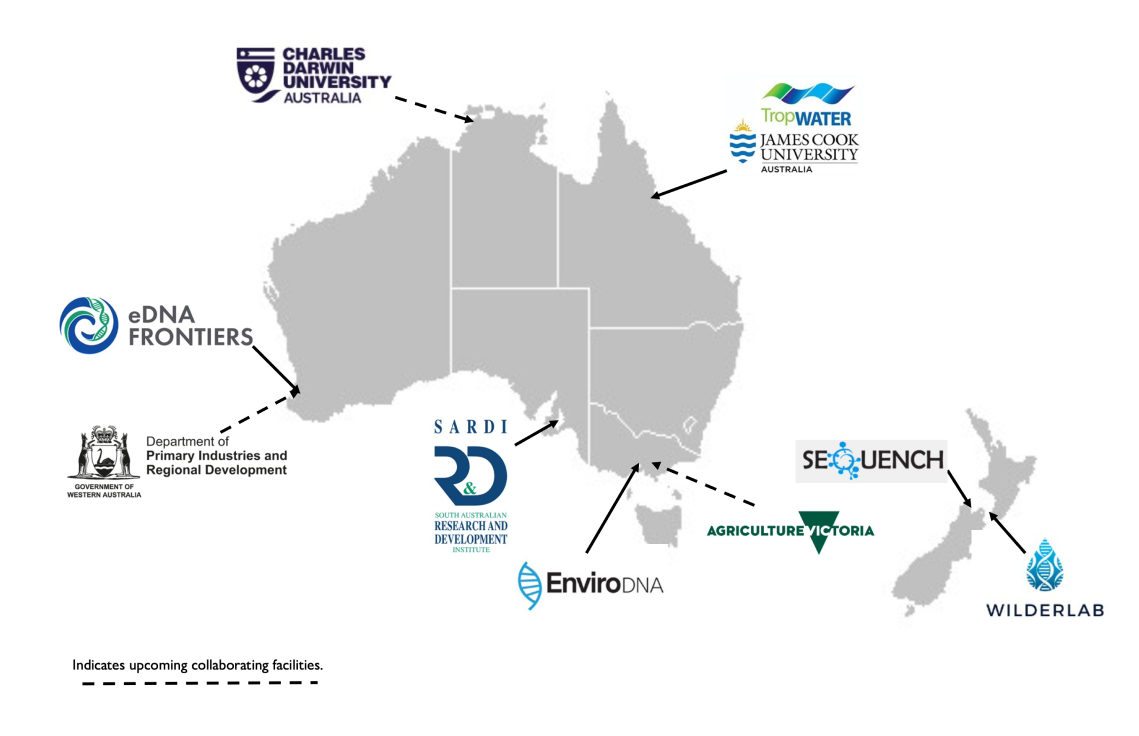 Map of collaborating centres around Australia and New Zealand