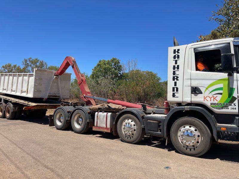 A White Truck With the Word Katherine on the Side — KYK Industries in Katherine, NT