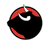 A silhouette of a bull with horns in a red circle.