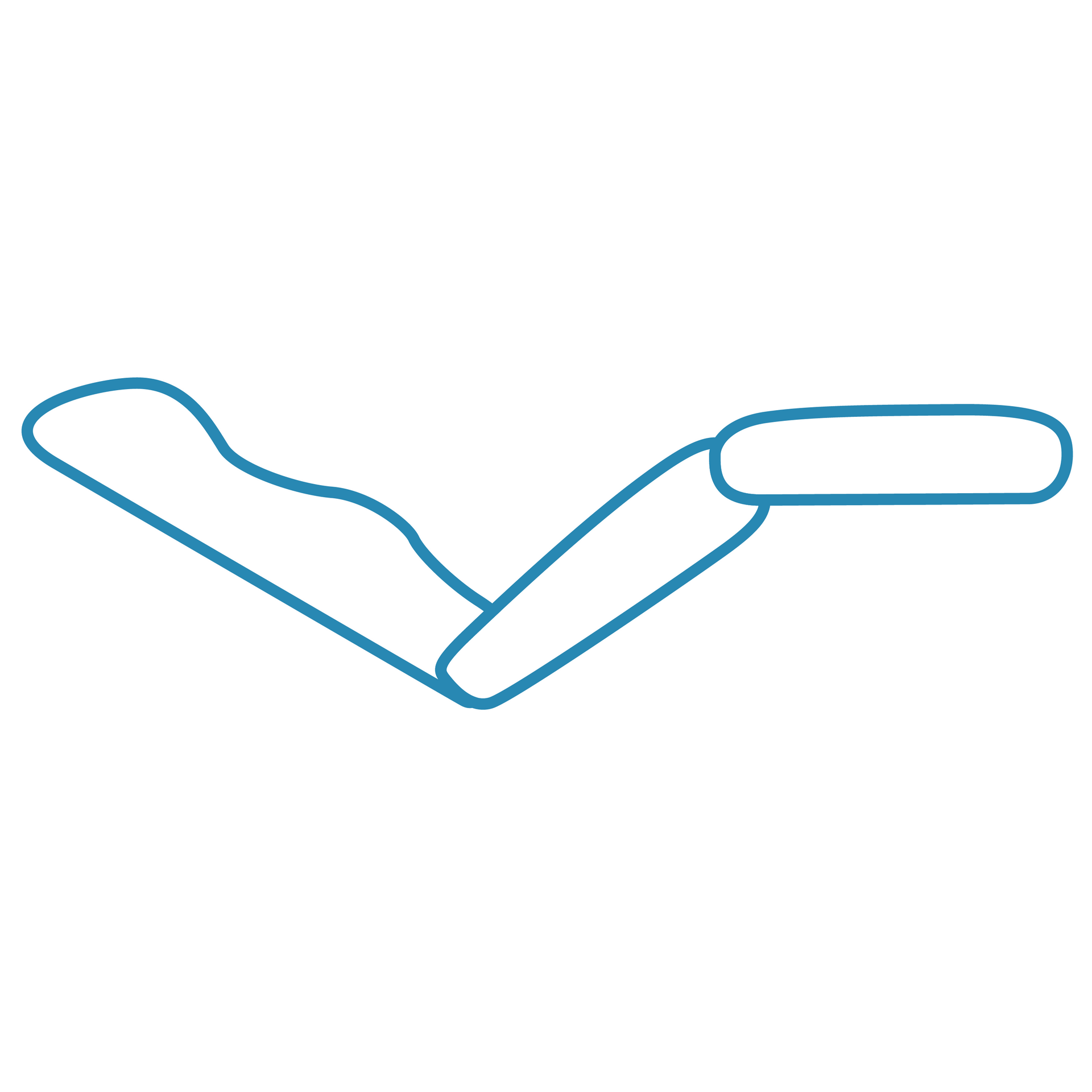 A blue line drawing of a person 's arm on a white background.