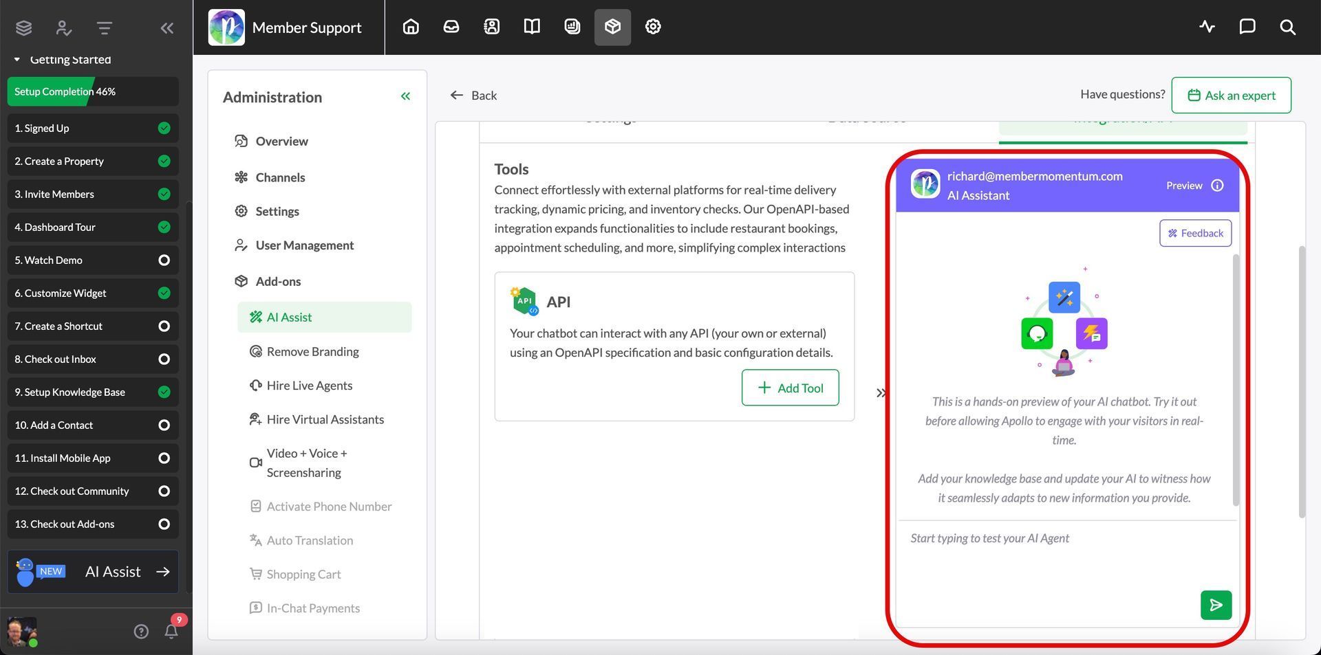 Screenshot of a website interface with a text field, sidebar, and a popup with colorful icons.