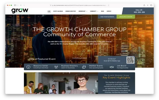 Grow website homepage. Text: 