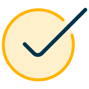 Checkmark inside a yellow circle, indicating completion.