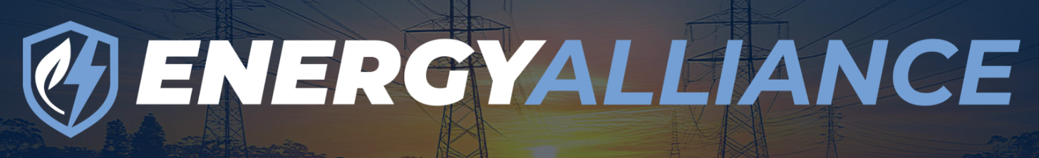 Logo for Energy Alliance with a shield, lightning bolt, and leaf.