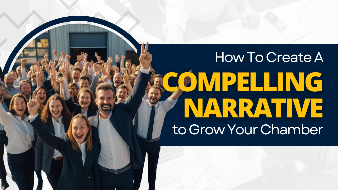 Group of people cheering; text reads 