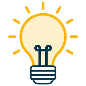 Yellow glowing lightbulb icon.