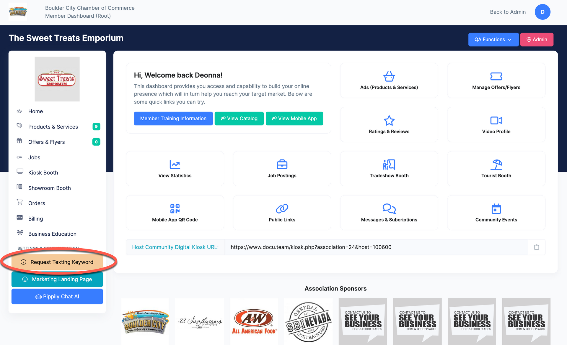 Screenshot of a website for 