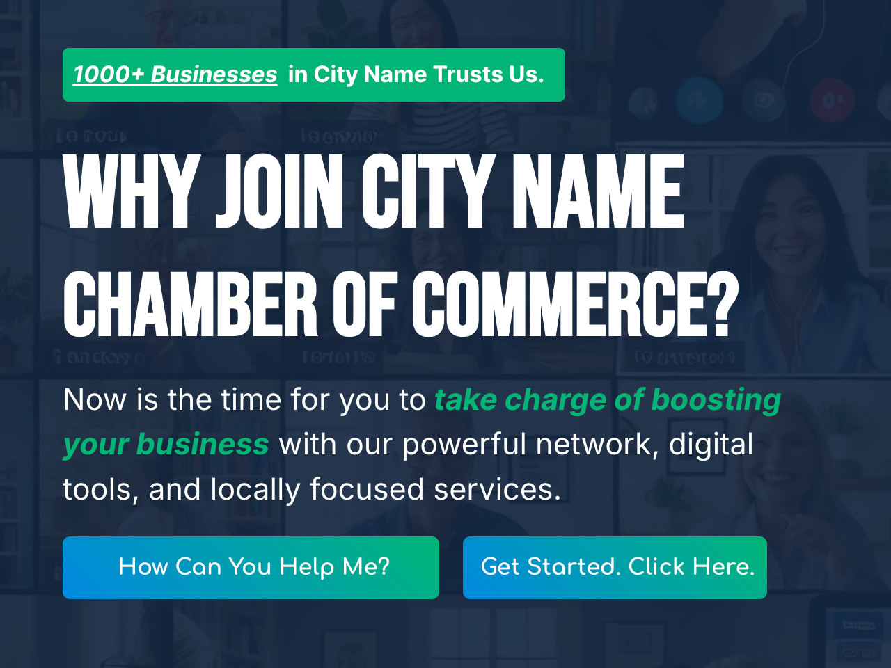 Advertisement for City Name Chamber of Commerce. Text: