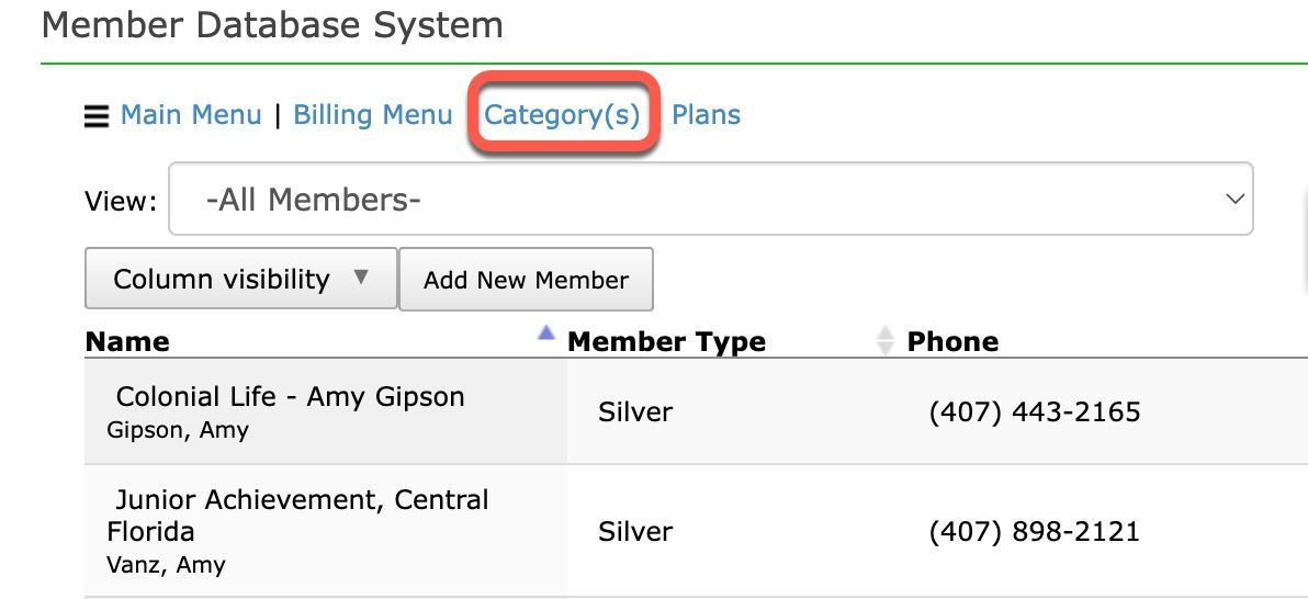 Member Database System interface, 