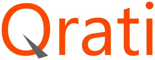 Logo for Qrati, an orange circle with a gray triangle and the word Qrati in orange.