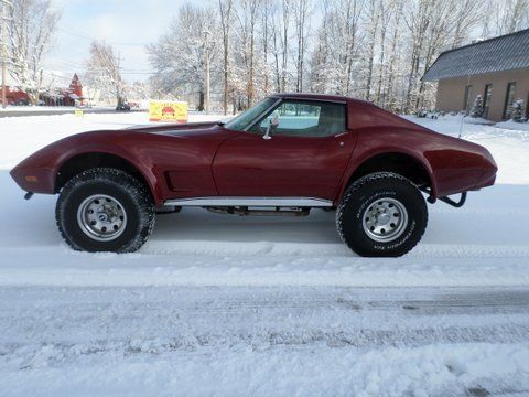 1975 Maroon Corvette 4X4 Parked Outdoors — Pipersville , PA — The Vette Shop
