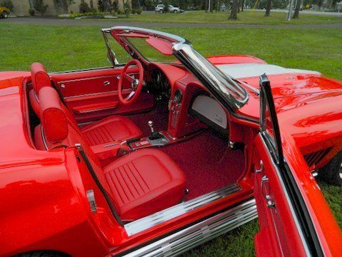 Interior of Red Corvette — Pipersville, PA — The Vette Shop