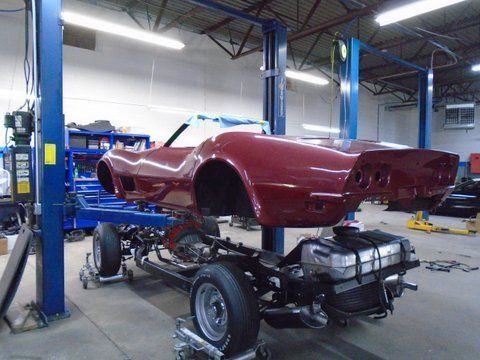 1970 Maroon Corvette Under Construction — Pipersville, PA — The Vette Shop