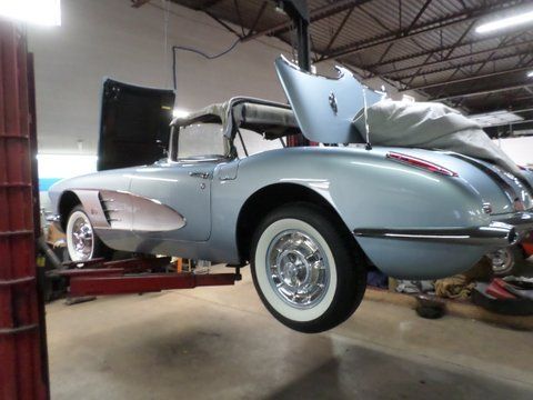 1958 Silver Blue Corvette After Repair — Pipersville, PA — The Vette Shop