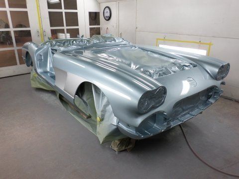 1958 Silver Blue Corvette Painted Blue — Pipersville, PA — The Vette Shop