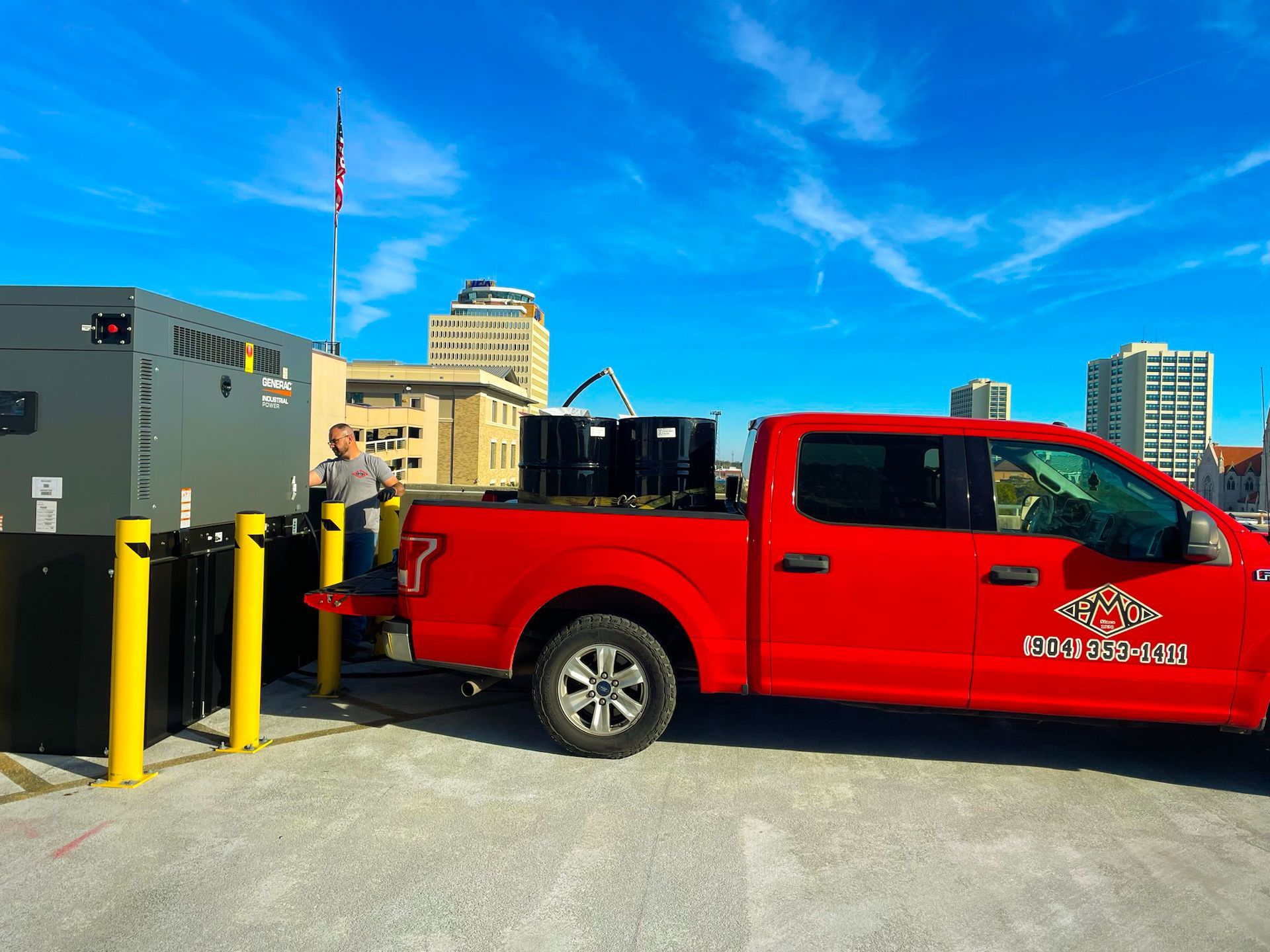 Fuel Truck with Excavator — Jacksonville, FL — Paul Murray Oil Inc
