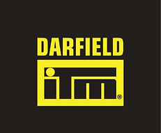 A yellow darfield logo on a black background