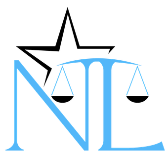 A blue logo with a star and scales of justice