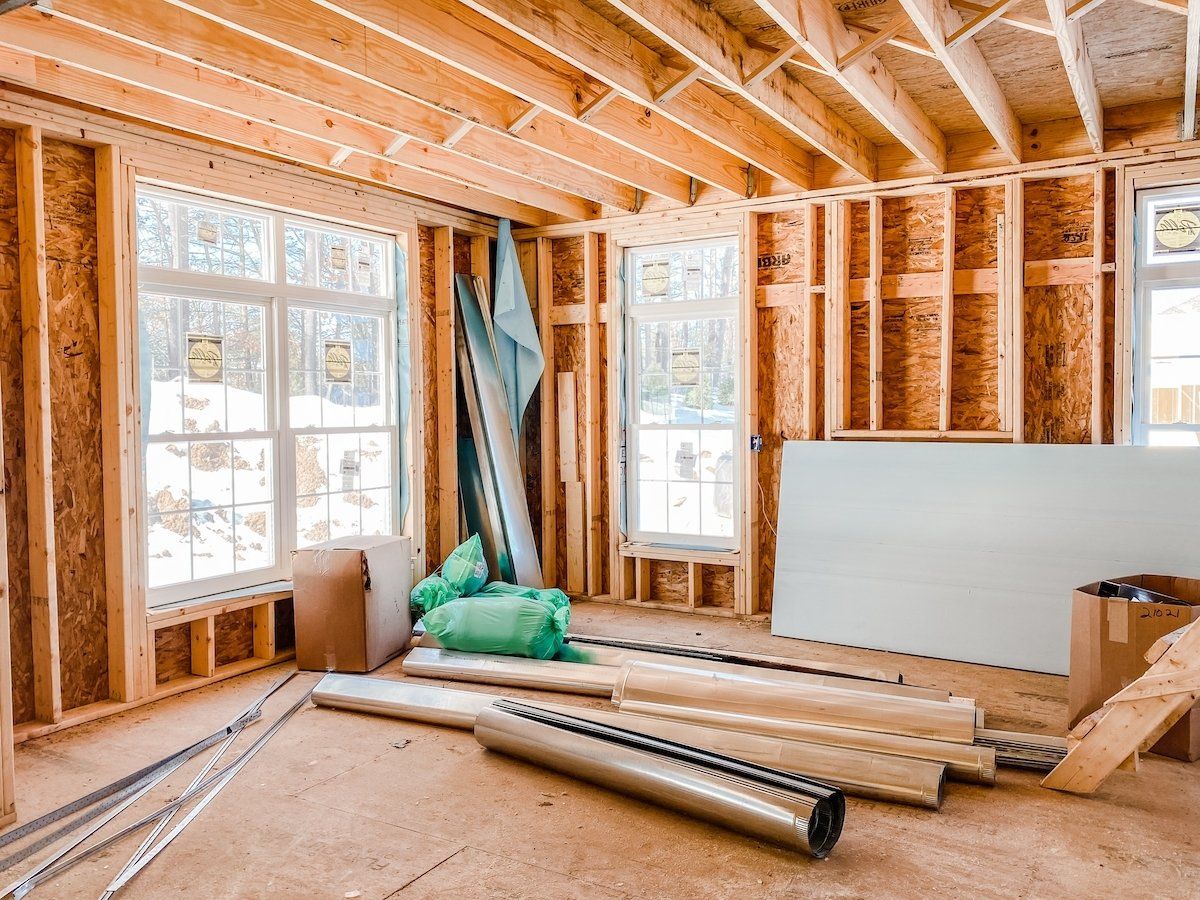 The inside of a custom home under construction. Let Watts Construction help you get a custom home loan in mid-Missouri