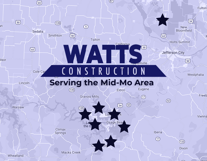 At Watts Construction, We Build Custom Homes in Locations Across Mid-Missouri in Ashland, Moberly, Columbia & Lake Ozark