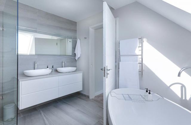 Luxury Bathroom Remodel in Columbia, Missouri, Frameless Glass Shower, Soaker Tub with Roman Faucet, Double Vanity