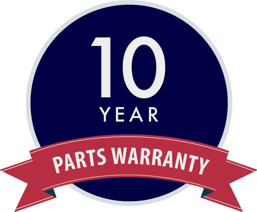 10 year parts warranty graphic