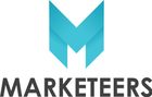 A logo for marketeers with a blue m on a white background