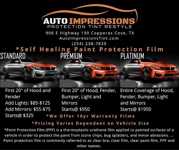 www.autoimpressionstint.com auto impressions paint protection clear bra ppf