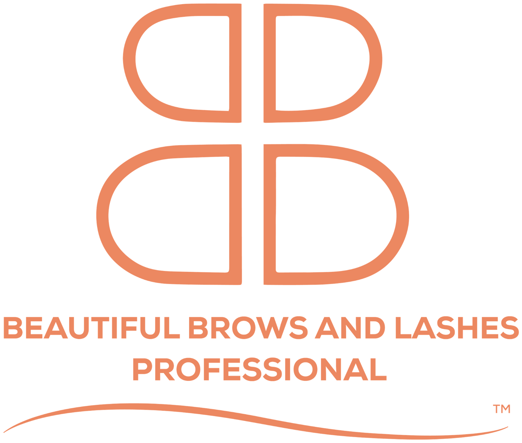 Logo for Beautiful Brows and Lashes Professional featuring a peach-colored letter B icon above the brand name.