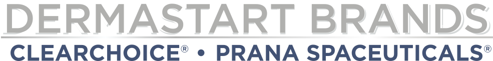DERMASTART BRANDS with CLEARCHOICE and PRANA SPACEUTICALS logos.